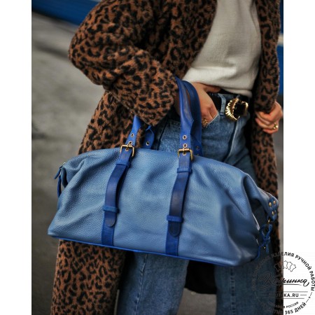 Кожаная дорожно-спортивная сумка Вашингтон (джинс)